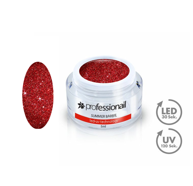 E-shop Farebný LED-UV gél 5ml Professionail Glitter Dark Red 2