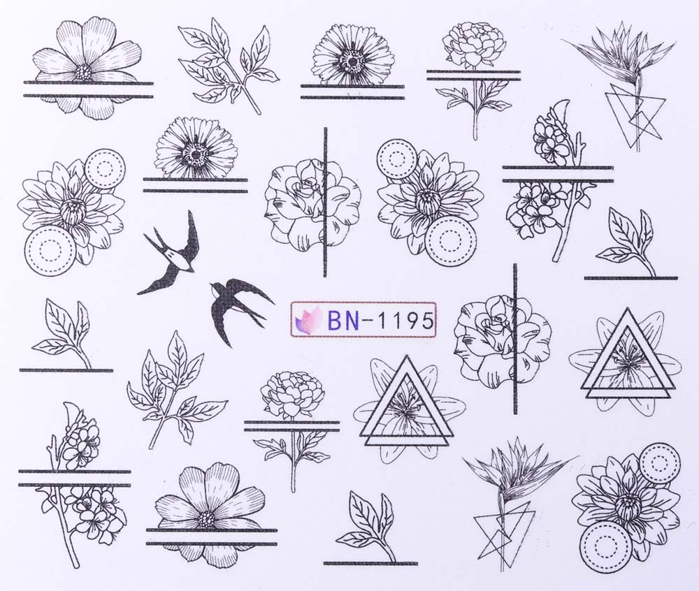 Vodonálepky s motívmi kvetov BN-1195