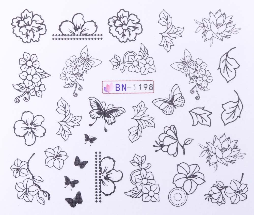 Vodonálepky s motívmi kvetov BN-1198