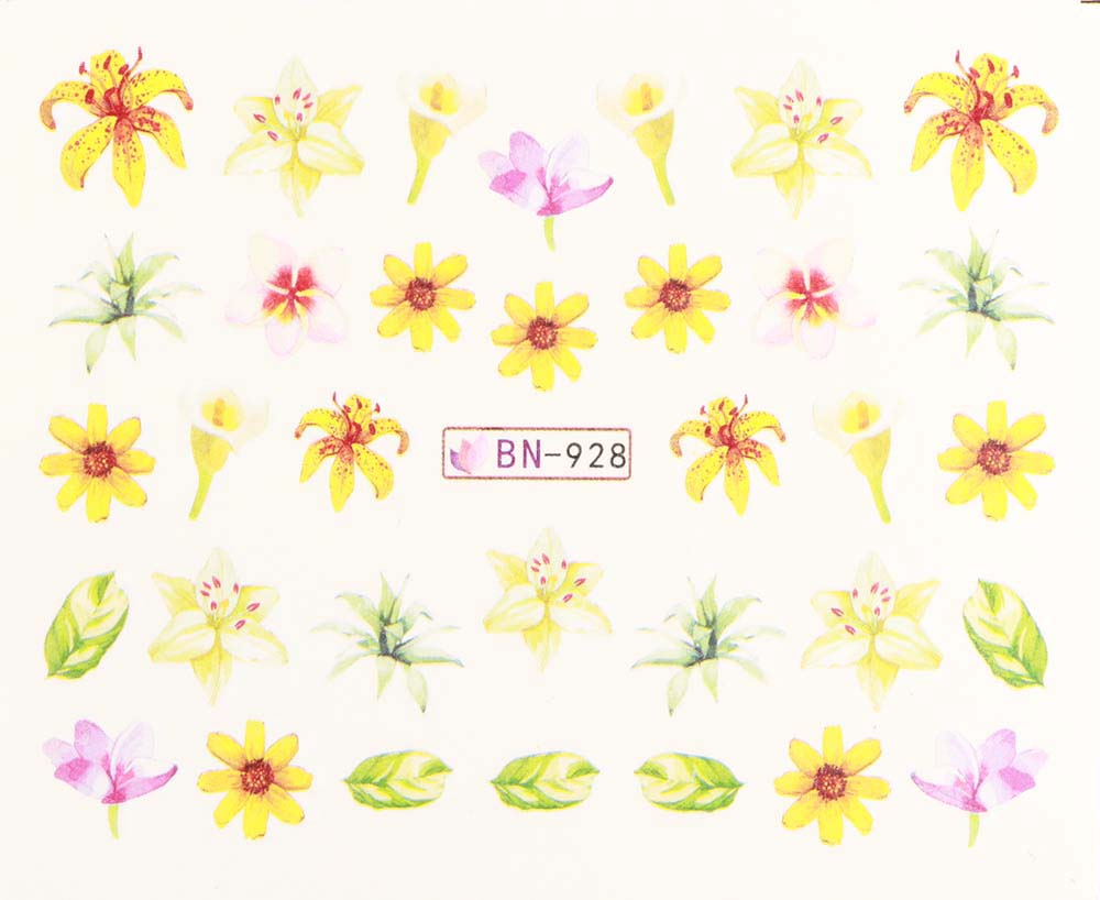 Vodonálepky s motívmi kvetov BN-928