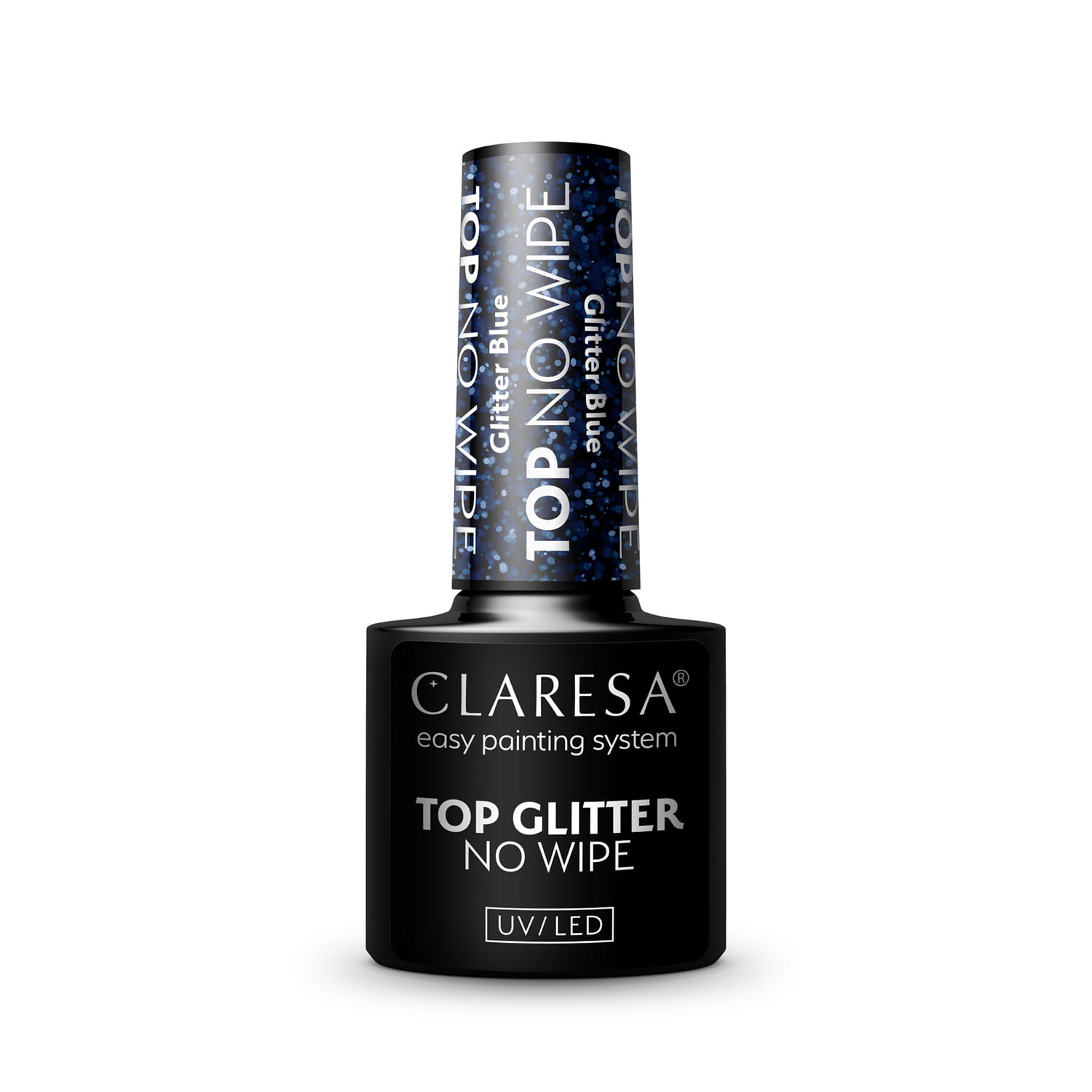 E-shop Gél lak CLARESA® Top No Wipe Glitter Blue 5ml